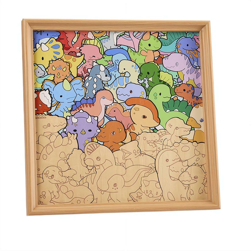 2026 New Wooden Coloring Puzzle, DIY Wooden Paintable Puzzle Frame, Colored Cat Shaped Wooden Jigsaw Puzzle for Pet Lovers, Home Decor - Image 1